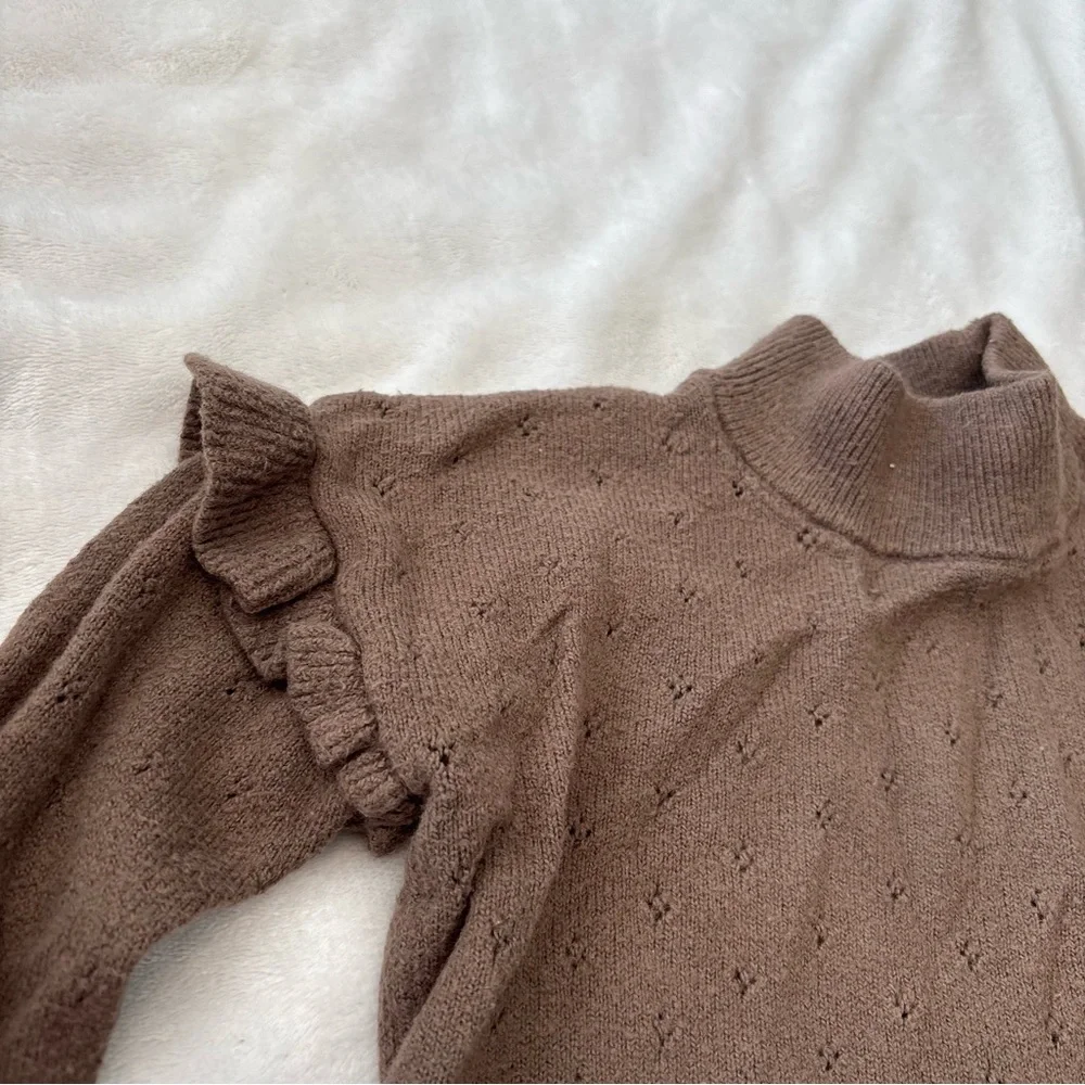Baby GAP 2T brown CashSoft Pointelle Sweater cropped